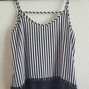 Black & white vertical stripe cami